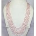 Necklace 5 Line Strand String Women Beaded Jewelry Rose Quartz Stone Beads B 789